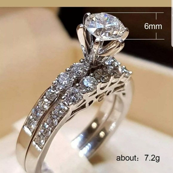 New Top quality silver Plated white sapphire ring - Picture 2 of 2